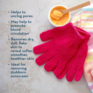 Dark Pink Exfoliating Glove Lifestyle Info