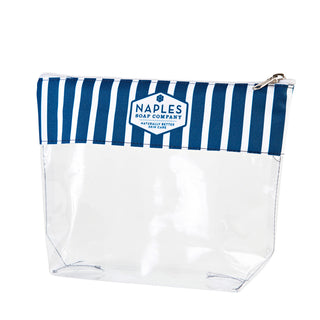 Naples Soap Navy and White Striped Clear Cosmetic Bag